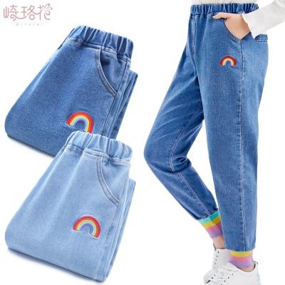 China fast shipping Anti-wrinkle jeans pants for baby has rainbow cute and fashion for sale