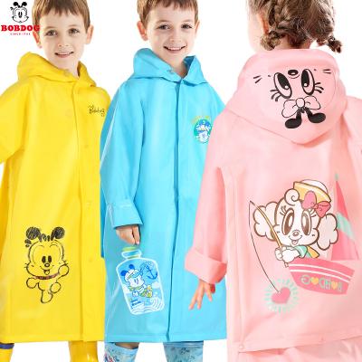 China Custom Hot Sale Fashion Bobdog Rainsuit TPU Plastic Hooded Kids Raincoat For Kids for sale