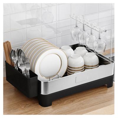 China 1 Hot Viable and Large Capacity High Quality Manufacture Kitchen Dish Rack Stainless Steel Plate Rack with Drip Rack for sale