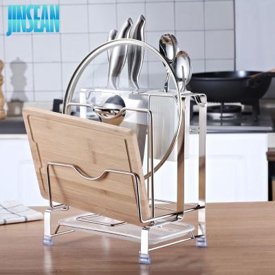 China Multifunctional Kitchen Lid Organizer Cutting Board Rack Cutlery Holder Kitchen Dish Rack Storage Viable Drying Rack for sale