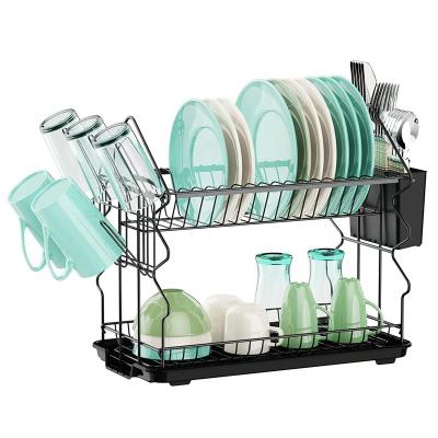 China Sustainable Kitchen Storage Rack , Household Double Dish Bowl Storage Rack for sale