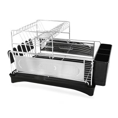 China 2 Tier Sustainable Dish Rack With Drainer Set Kitchen Over Sink Storage Shelf Dish Rack for sale