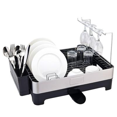 China Good Quality Viable With Water Tray Drain Kitchen Organizer Gadget Sink Storage Rack Holder Dish for sale