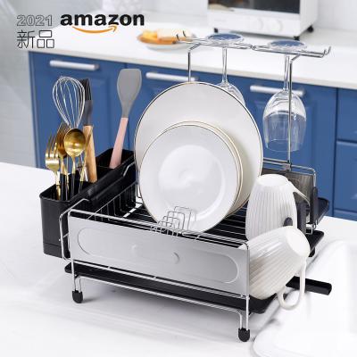 China 304 Stainless Steel Collectible Dish Drainer Drain Panel and Utensil Holder Viable Home Dish Rack for Kitchen Countertop with Dish Rack for sale