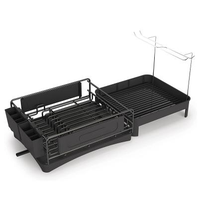 China Double Part Sustainable Extendable Dish Rack 2 Pieces Large Dish Rack Rack Dish Rack Set For Kitchen Counter for sale