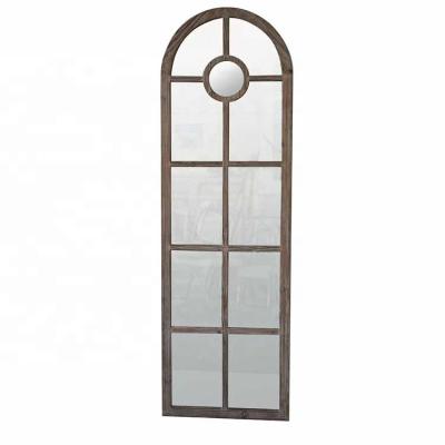 China Home Decor Mayco Ready To Board Vintage Shabby Chic Wood Framed Floor Wall Arched Window Mirror for sale