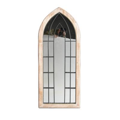 China WALL Mayco Accent Farmhouse Country Distressed 2 Piece Rustic Wood Painted Metal Church Traditional Mirror for sale