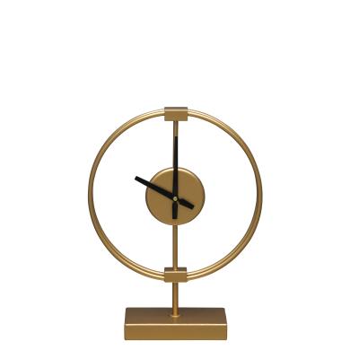 China Antique Style Mayco Small Gold Round Simple Modern Designer Table Clock for sale