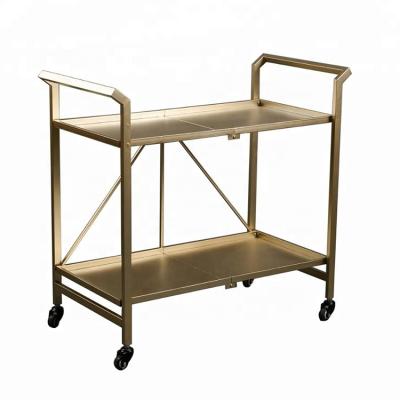 China Serving Bar Metal Rolling Folding Gold Modern Luxury Hotel Cart Indoor or Outdoor Mayco Cart for sale