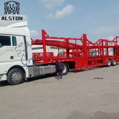 China Mid-Axle Steel Frame Car Hauler Trailer, Double-Decker Car Carrier Trailer for sale