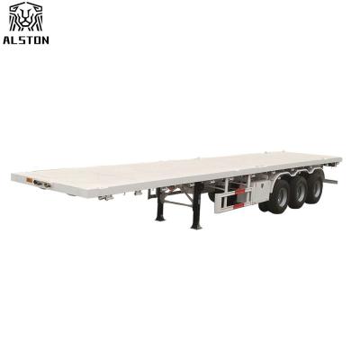 Chine 3 Axle Used Flatbed Semi Trailer, 12.5m remorque utilisée de conteneur de 40 pi à vendre