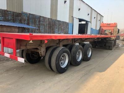 China 60 Ton Used Flatbed Semi Trailer , 40ft 3 Axle Flatbed Semi Trailer for sale