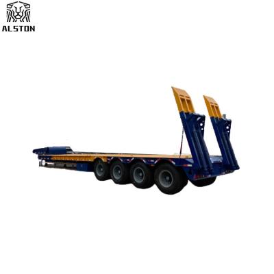 China 100 Ton Lowbed Semi Trailer , Gooseneck 4 Axle Lowboy Trailer for sale