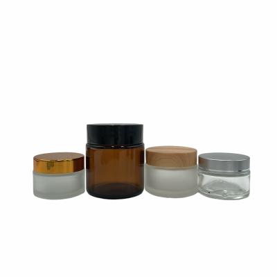 China 15g 30g 50g Cream Amber Cosmetic Container Empty Glass Cream Jar for sale