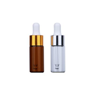 China Personal Care Mini Small 1ml 2ml 3ml 5ml Clear Amber Tube Dropper Bottles For Liquid/Oil Packaging With Logo Printing for sale