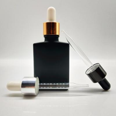 China Personal Care 15ml 30ml 50ml 100ml Clear Paint Frosted Black Square Rectangle Essential Oil Glass Dropper Bottle for sale