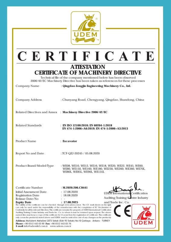 CE - Qingdao Zongjin Engineering Machinery Co., Ltd.