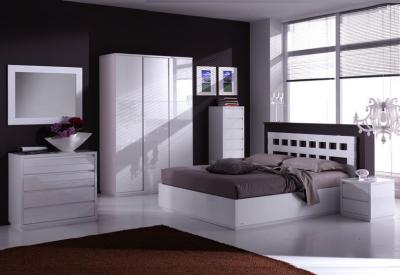 China Nice Looking White Bed+Dresser+Wardrobe for sale