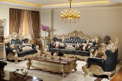 China Luxury Leather Sofa set in Champagne Rose wood Hand carving by Joyful Ever Furniture for sale