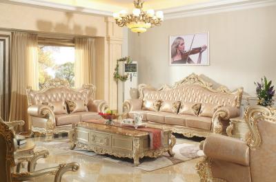 China Luxury carving Furniture European style Genuine leather Sofa in meeting room Joyful Ever for sale