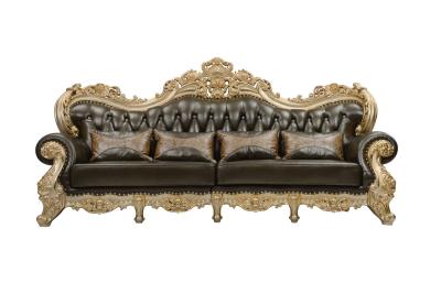 China Brown Genuine leather 1+2+3seat Sofa in Classic carving Furniture Sliver color Joyful Ever for sale