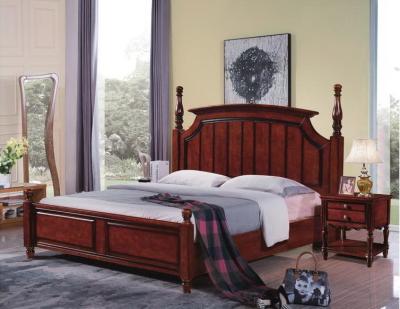 China Tall headboard $200/set Walnut painting Rubber Wood Bedroom Furniture set in Pine bedboard for sale