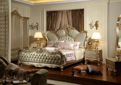 China Luxury hotel bedroom furniture Crown leather upholstered Headboard w/ Wardrobe Joyful Ever for sale