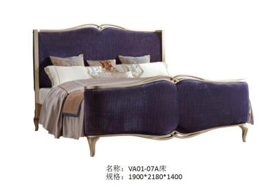 China New Classic design of Luxury house furniture Fabric Queen size Bed by Golden painting Headboard with Special tables for sale