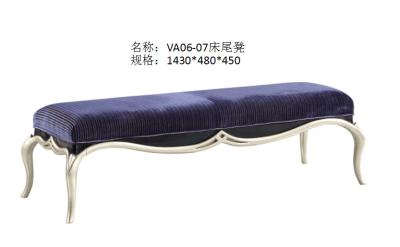 China Custom made European design Long bench furniture by Fabric upholstered with Sliver painting legs for sale