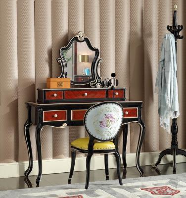 China Luxury house of Villa Bedroom furniture Dresser with Mirror stand in Beech wood carving for sale