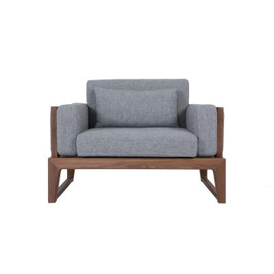 China Chinese modern style Joyful ever furniture Hotel lobby sofa by Walnut wood with Movable fabric cushion for sale