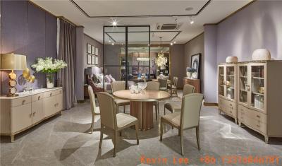 China Villa house furniture by Nice wood dining table 6 people Leather chairs in Light luxury design interior house furniture for sale