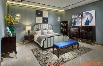 China New classic luxury bedroom furniture set used in High end glossy painting wood bed with Storage chest of drawers cabinet for sale