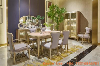 China Light luxury dining room furniture Nice wood table with Leather dining chairs for Villa home interior design furniture for sale