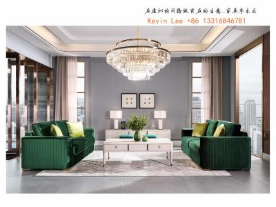 China American style Sofa set furniture by fabric upholstered light luxury sofa with Sofa tables and foot ottoman for Villa for sale