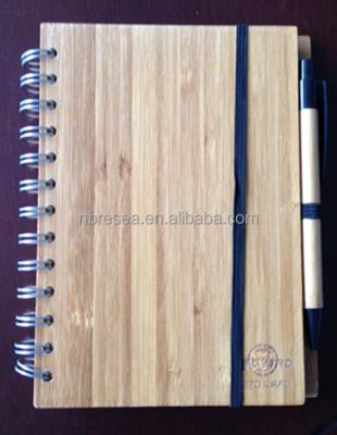 China Bamboo hardcover / bamboo cover notebook notebook with pen for sale