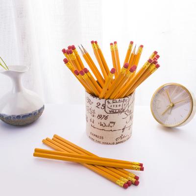 China office & School Pencil Hexagonal HB Wooden Pencil With Eraser Hexagonal Pencil HB Yellow Students Drawing Pencils Sketching for sale