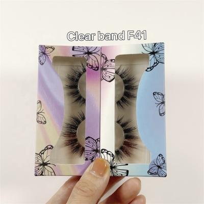 China 3d Mink Clear NL02 Mink Tape Mink Strip Natural Hand Made Transparent Eyelash Soft Natural Eyelashes for sale