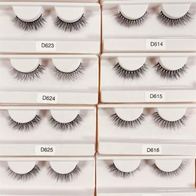 China Light Weight 100% Natural Round Soft Synthetic Fiber Look Natural Material China OEM False Eyelashes Handmade Lashes Custom Made for sale