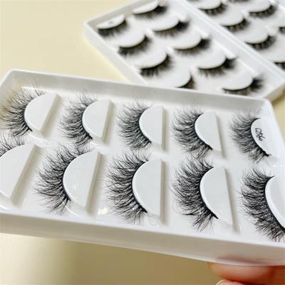 China Natural mink eyelashes seller handmade false eyelash 10mm 14mm 15mm lashbook packaging with wick packaging 5 pairs for sale