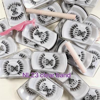 China China Sunland NL10 Mink Eyelashes Eyelash Vendor Customized Handmade Boxes of Different Short Natural Clear Band for sale