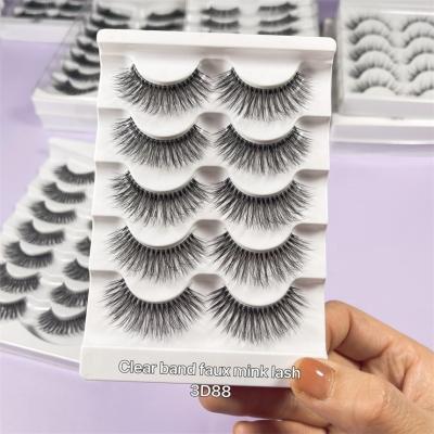 China Wholesale Clear Invisible Box Luxury Fluffy False Eyelash Private Label Strip False Eyelashes Set Other Eyelashes for sale