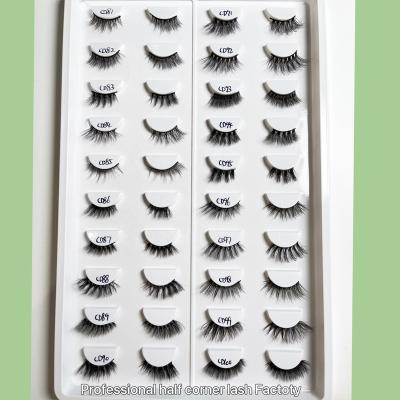 China Sunland Professional Custom Pounds Chian Thick Lint And Cats Fluffy Eye Lashes Faux Mink Half Lashes With Manufacturer Price for sale