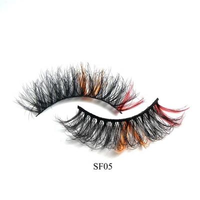 China SF05 Natural Faux Mink Lashes 16mm Private Label 3D Synthetic Fiber Mink Full Luxury Strip Lashes With Lashes Boxes Vegan for sale