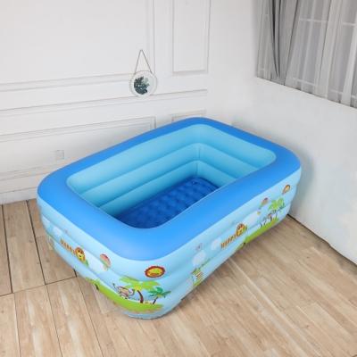 China PVC 210cm Bottom Family Bubble Printing Three Layer Rectangular Pool Game Pool Durable Summer Adult Inflatable Kids for sale