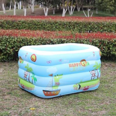 China PVC 120cm Rectangular Game Pool Four Layer Bubble Printing Bottom Family Swimming Pool Durable Inflatable Kids Summer Adults for sale