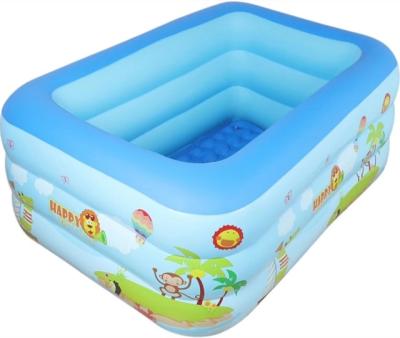 China PVC 210cm262cm Three Layer Bubble Printing Durable Inflatable Children Bottom Lt Family Summer Rectangular Pool Game Poo for sale