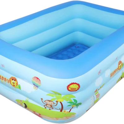 China 180cm Indoor Outdoor Rectangle Family Swimming Pool Rectangle Printed or Blue Two Layers Summer Adult Durable Inflatable Children for sale