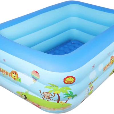 China 150cm Indoor Outdoor Printed Two Rings or Summer Adult Durable Inflatable Children Blue Family Swimming Pool Rectangular Pool for sale