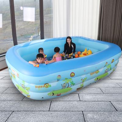 China 150cm Indoor Outdoor Rectangle Family Swimming Pool Rectangle Printed or Blue Two Layers Summer Adult Durable Inflatable Children for sale